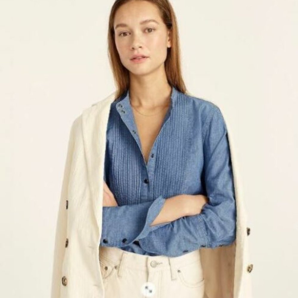 J.CREW Classic-Fit Chambray Popover Shirt  :: Size 2 :: New with Tag